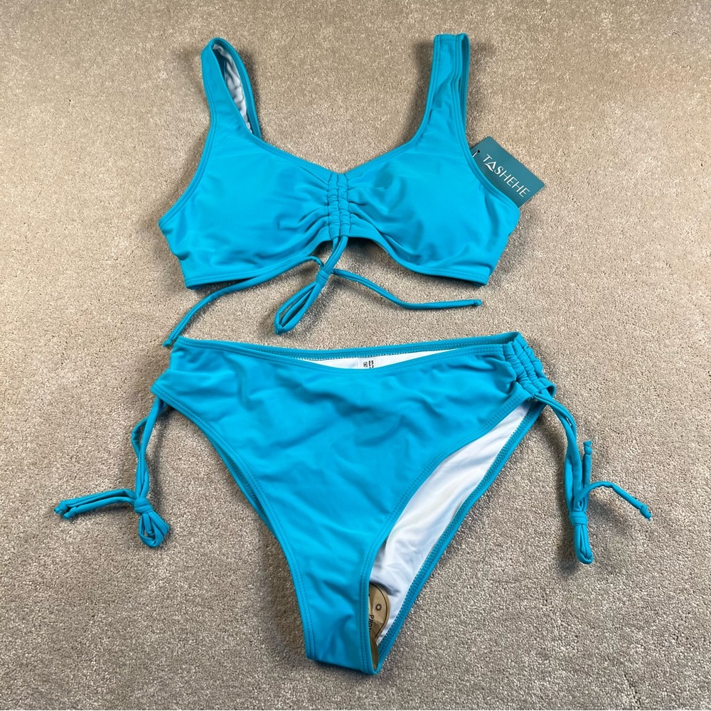 Bikini 2 Piece Swimsuit Blue‎ New Medium Tashehe